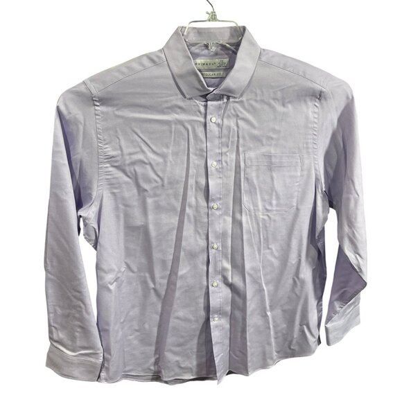 Primark Mens Regular Fit Long Sleeve Lavender Button-Up Shirt 17.5" - Picture 1 of 6